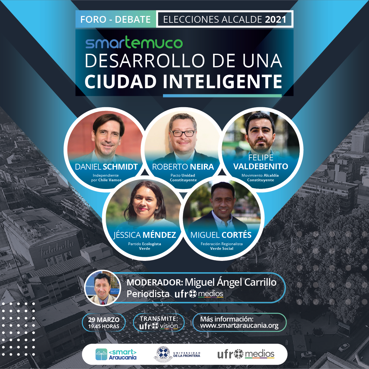 SmartAraucanía reúne a candidatos a la alcaldía de Temuco en foro-debate sobre ciudades inteligentes